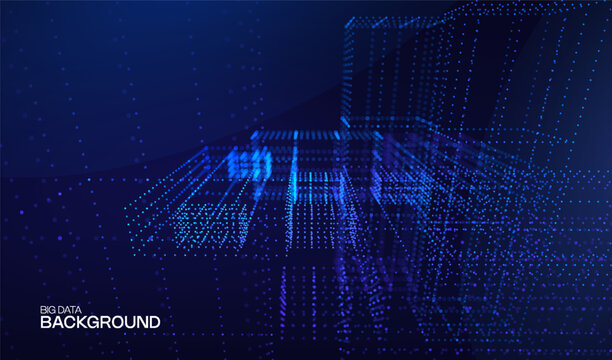 Technology cube abstract for background data 3d and science graphic research. Scientific dot digital for geometry visualization presentation and system chemical object. Technology design business.