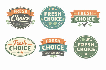 Obraz premium Collection of fresh choice brand badges, labels, and stickers offering quality and natural product selection concepts