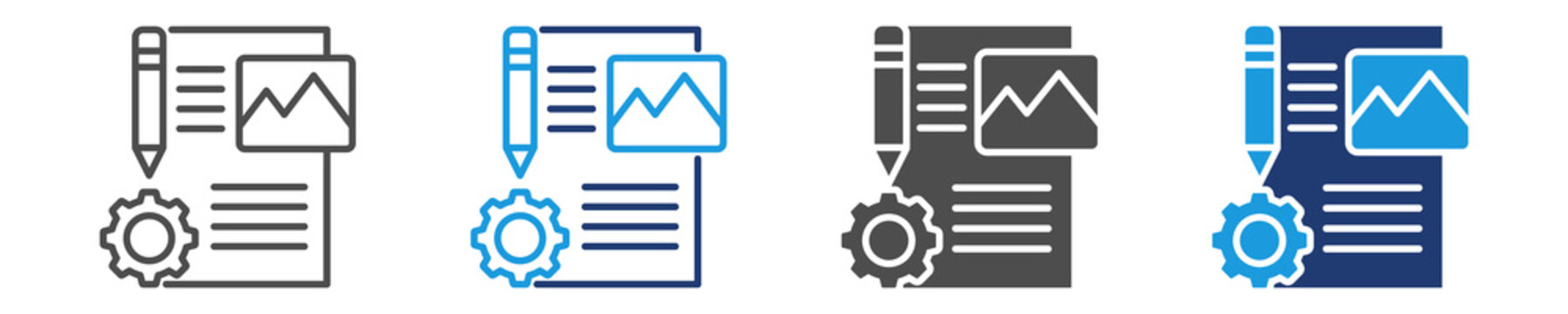 content editing icon set multiple style