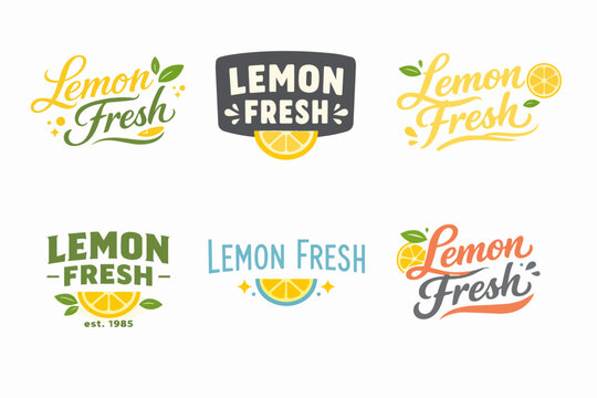 Lemon fresh logo collection presenting diverse designs with fruit, leaf, and sparkling elements for beverage and food branding