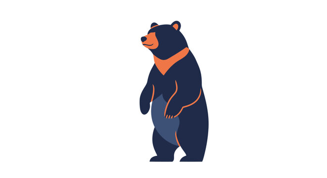 A cartoon bear standing upright calmly.