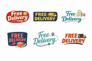 Obraz premium Free delivery service icon set illustrating online shopping and e-commerce logistics, offering shipping promotions