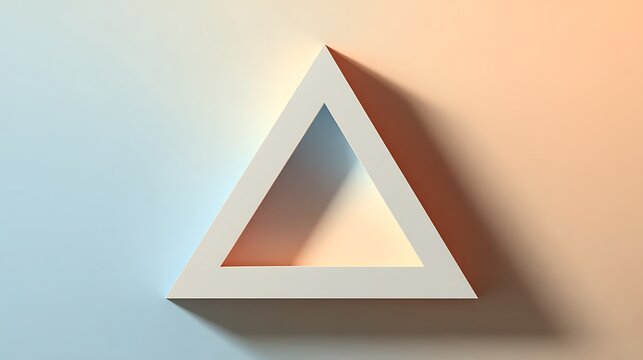 White triangle frame on a soft blue and orange gradient background