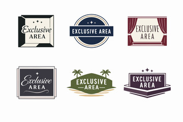 Fototapeta premium Set of vector exclusive area labels, badges, and stickers informing about special access, privilege, and premium services