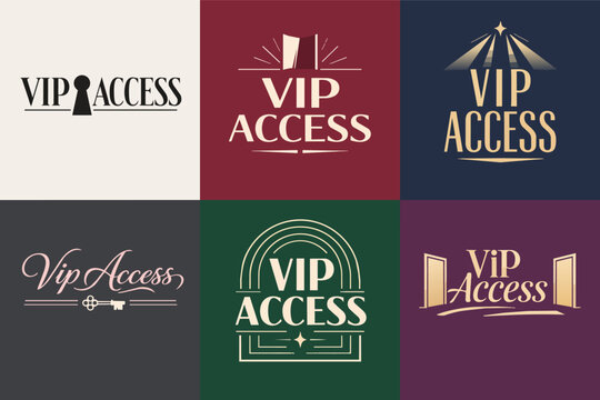 Branding vip access concept logos for exclusive membership programs, offering premium entrance and luxury benefits