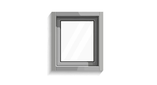 Modern Grey Aluminum Window Frame Mockup Isolated on White Background. Architectural Element for Residential or Commercial Building Design.