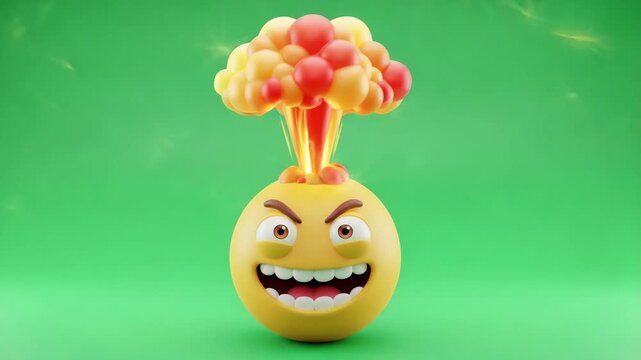 Angry emoji blowing up with explosion representing outburst and stress