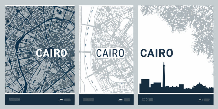 minimalist map designs of cairo egypt in various styles and colors high quality professional detailed