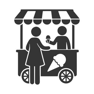 アイスクリームワゴンのシルエットアイコン