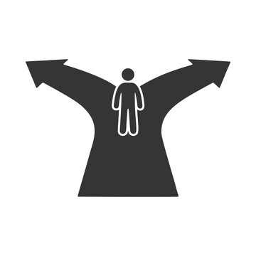 岐路に立つ人物のシルエットアイコン