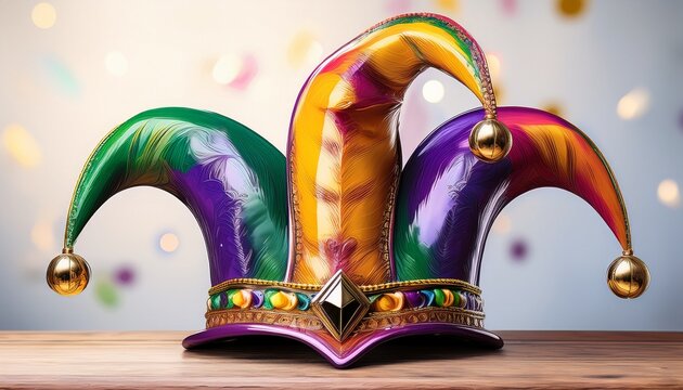 Colorful Jester Hat Mardi Gras Illustration