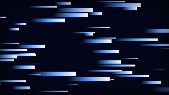 Abstract background with blue horizontal lines moving rapidly across a dark digital space, representing data flow or speed.