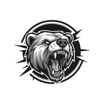 Aggressive Polar Bear Head Logo Emblem
