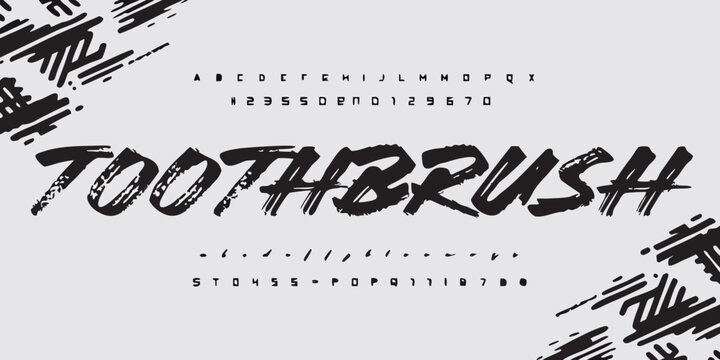 toothbrush font in rough dry brush style