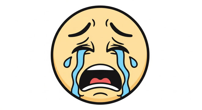 Sad Crying Emoji Face Illustration.