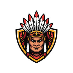 Obraz premium Native American Chief Headdress Crest Shield