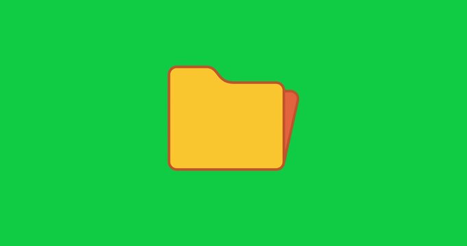 Classic white mouse cursor click on folder icon. Computer pointer interaction with file directory on green screen chroma key background