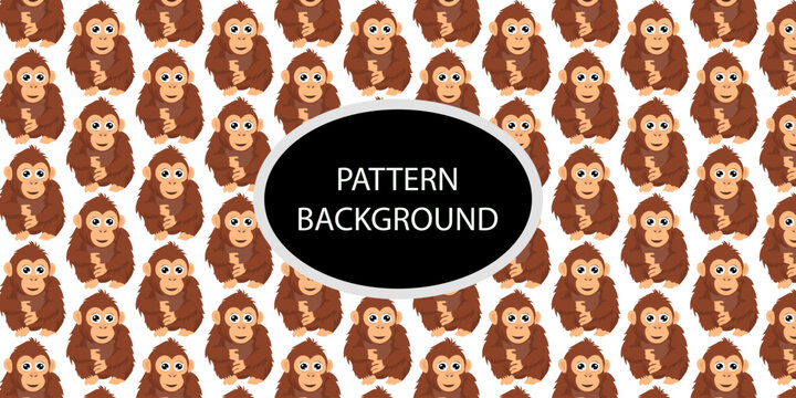 Happy monkey background with jungle monkeys in action poses. cute monkey pattern