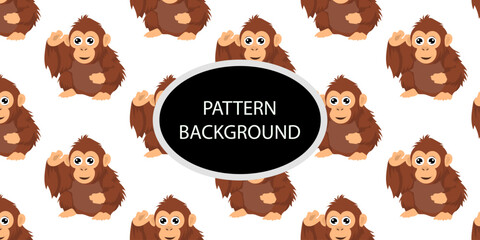 Happy monkey background with jungle monkeys in action poses. cute monkey pattern © Griyolabs