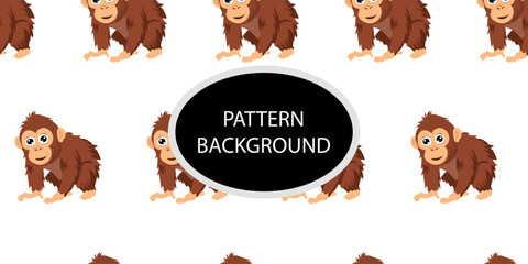 Happy monkey background with jungle monkeys in action poses. cute monkey pattern © Griyolabs