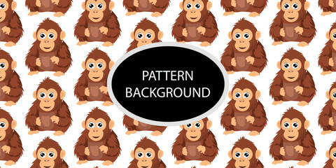 Happy monkey background with jungle monkeys in action poses. cute monkey pattern © Griyolabs