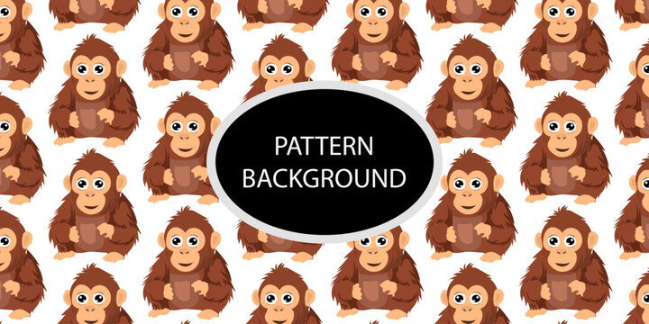 Happy monkey background with jungle monkeys in action poses. cute monkey pattern