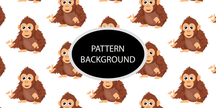 Happy monkey background with jungle monkeys in action poses. cute monkey pattern