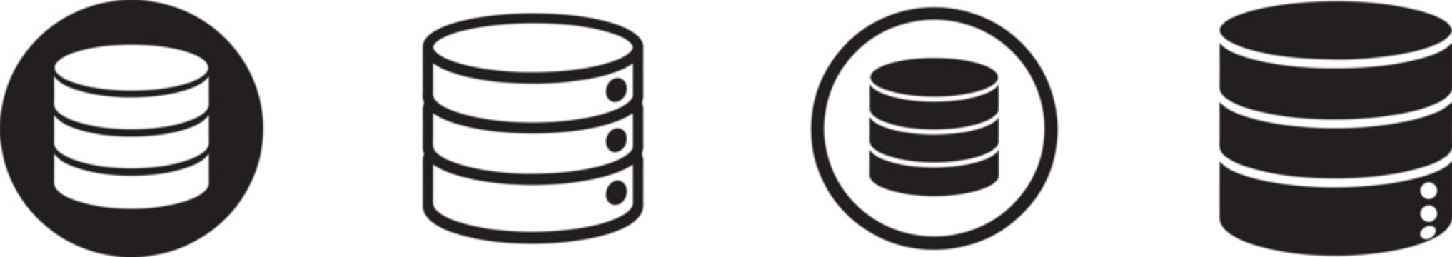 Database icon set in clean vector style isolated on white for web, app, UI, logo and template use.