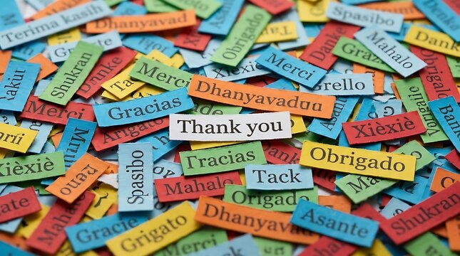 Colorful Thank You Message in Many Languages