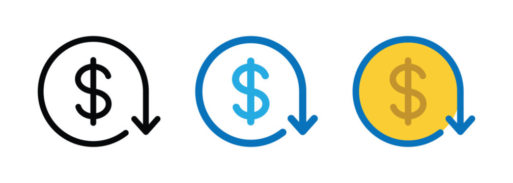 Cost reduction icon, money management, cost savings, expense control symbol for app, website, and UI design element. Transparent PNG and vector