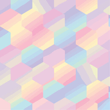 Pastel Hexagon Pattern with Watercolor Effect, Abstract Geometric Background Design