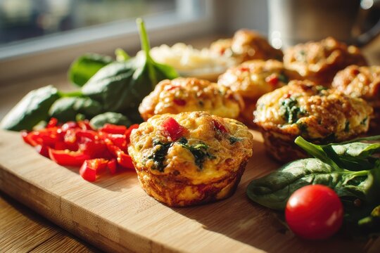 Homemade egg muffins: healthy breakfast bites on a sunny kitchen counter