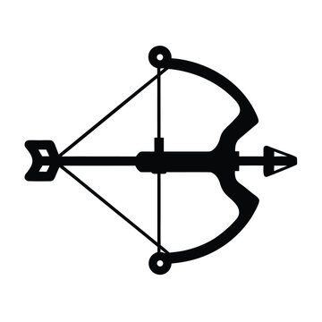 Compound bow with scope silhouette vector art illustration