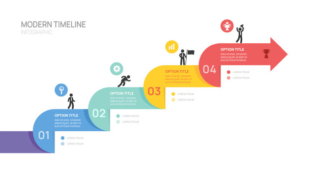 Infographics roadmap label arrow symbol timeline business growth 4 steps to success template.