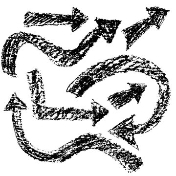 Grunge Hand Drawn Chalk Bold Arrows