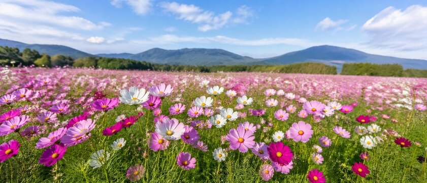 Field of cosmos flower