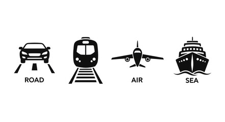 Set of Icons Representing Different Modes of Transportation. © Deni