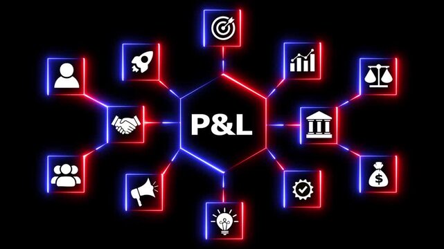 P and l concept with animated icons network.