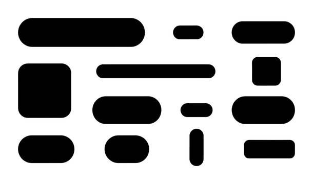 Abstract Geometric Shapes, Rounded Rectangles and Squares, Minimalist Black Elements, Modern Design Forms, Vector Graphics Set