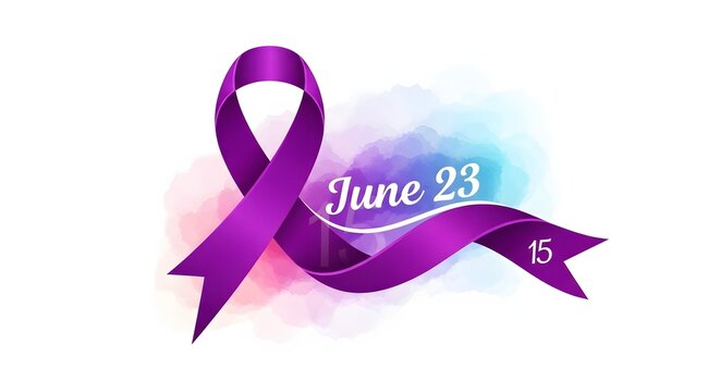 Purple ribbon with june 23 and 15 text