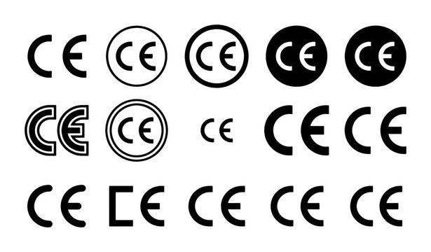 CE Marking Vector Icons, European Conformity Symbols, Certification Labels, Safety Standards, Quality Assurance Badges, Product Compliance Graphics