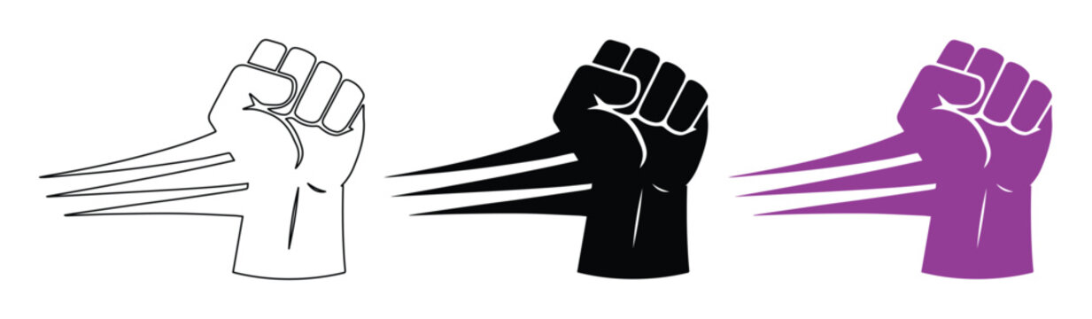 Pu&ntilde;o levantado, s&iacute;mbolo de poder y resistencia, ilustraci&oacute;n vectorial de protesta y empoderamiento, dise&ntilde;o gr&aacute;fico de fuerza y unidad, ideal para movimientos sociales y activismo.