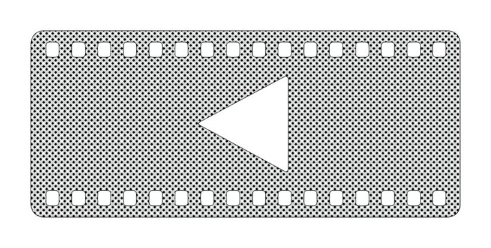 Icono de pel&iacute;cula de cine, s&iacute;mbolo de reproducci&oacute;n de video, tira de pel&iacute;cula vintage, elemento gr&aacute;fico vectorial para contenido multimedia