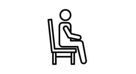 Fototapeta premium Simple minimalist vector graphic illustration of a person sitting on a chair on white background. on white background