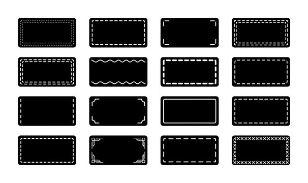 Set of 16 Black Rectangular Frames, Decorative Borders, Vintage Label Designs, Elegant Vignettes for Graphic Resources