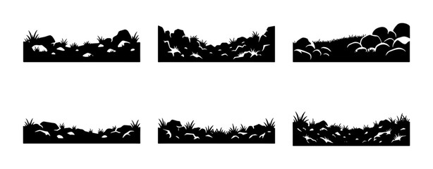 Ground Texture Vector Elements, Silhouette Landscape Borders, Natural Earth and Grass Elements, Organic Ground Cover Designs, Versatile Graphic Resources © Rida