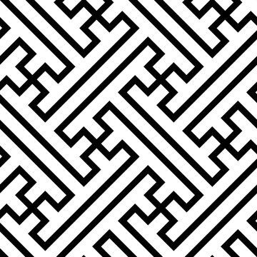 Sayagata Japanese Wagara Seamless Pattern Background Black and White