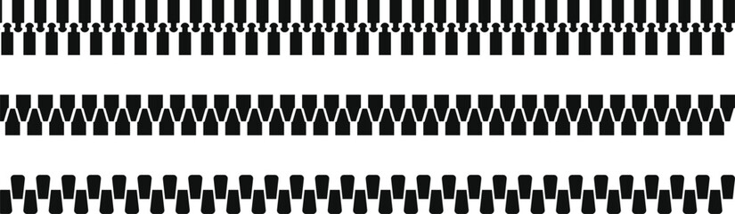 Zipper pattern. stylish fasteners and zippers for clothing. Slider puller and interlocking teeth icon. Industrial zipper track design  © Sultana Design