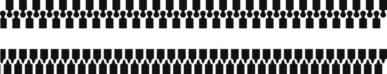 Zipper pattern. stylish fasteners and zippers for clothing. Slider puller and interlocking teeth icon. Industrial zipper track design  © Sultana Design
