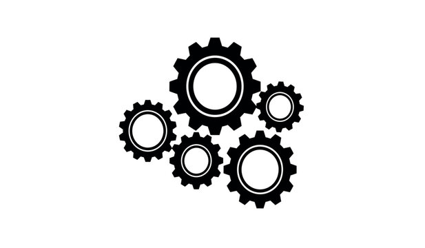Black and white gears illustration interlocking mechanisms and industrial design elements